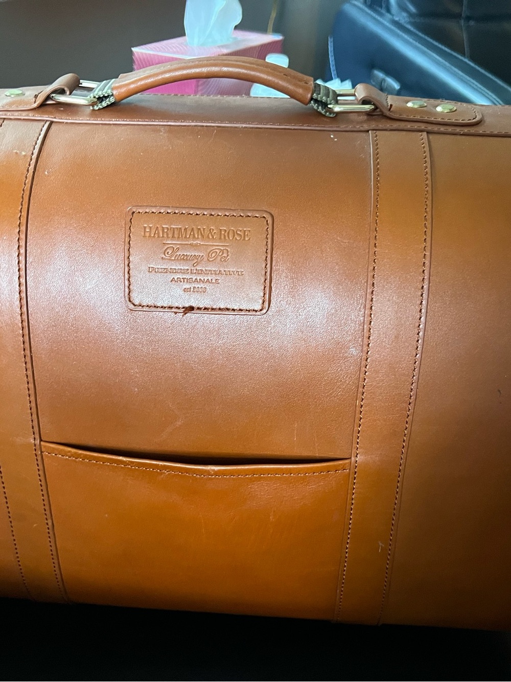 HARTMAN & ROSE Tan Leather Duffel Bag - Classic Travel Weekender